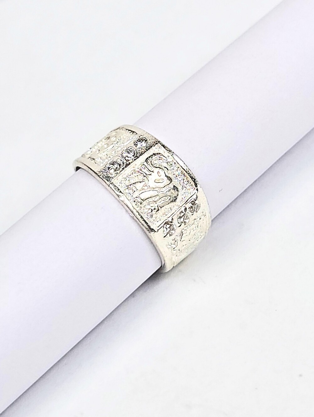 Lucky Symbols Wide Band Ring CZ 925 Sterling Silver Anillo de la Suerte